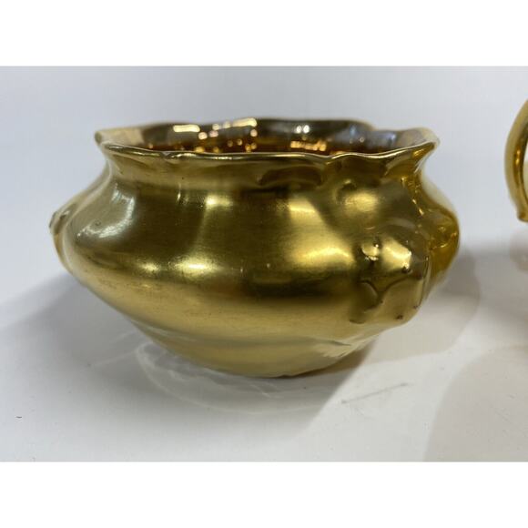 Antique RC Moliere Bavaria Porcelain Gold Creamer Sugar Set Signed 1891-1906 - Picture 3 of 11